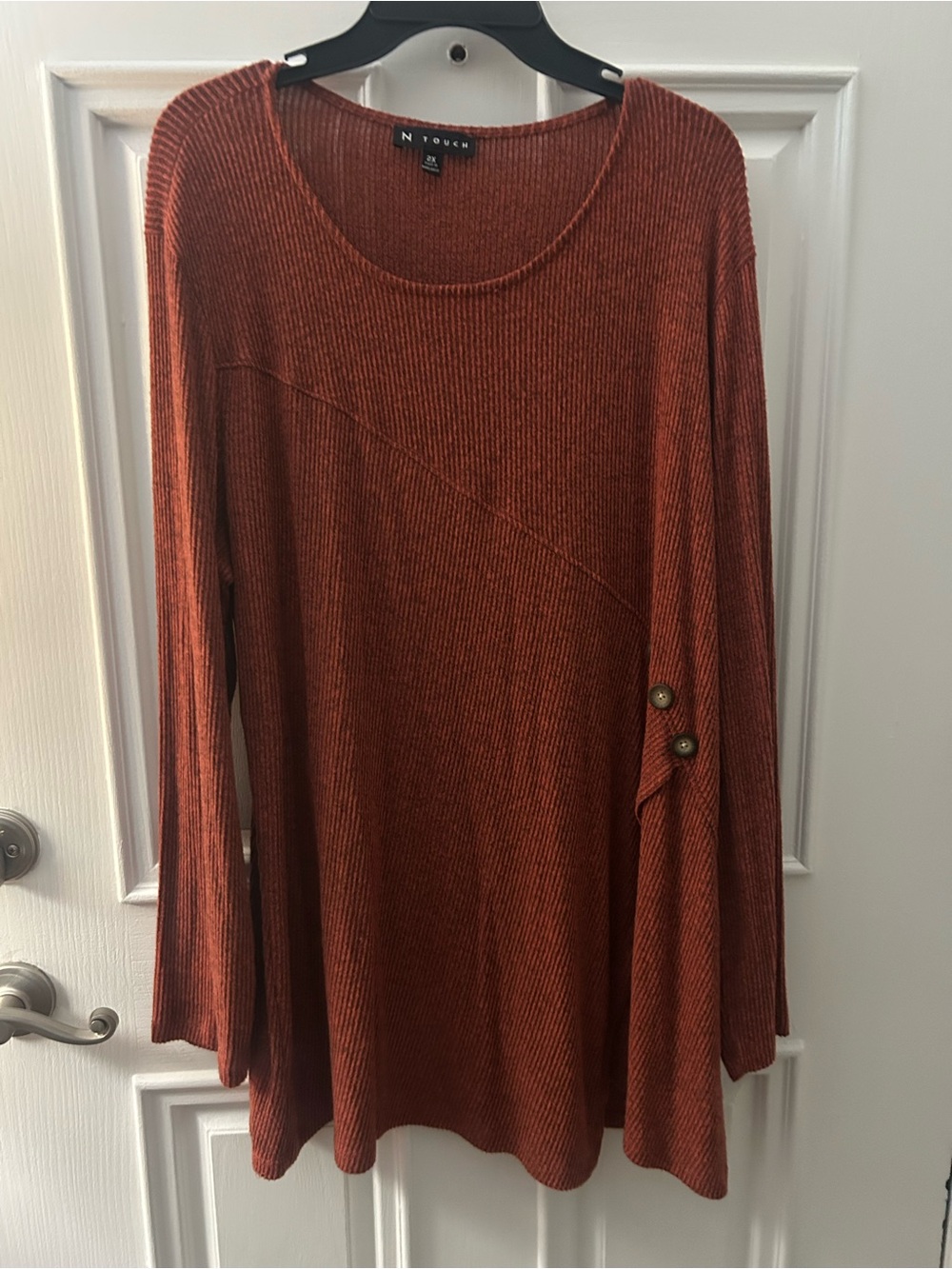 N Touch Rust Ribbed Long Sleeve Tunic